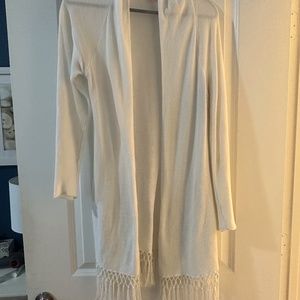 Lilly Pulitzer White Tatum Fringe Hem Cardigan Size Medium